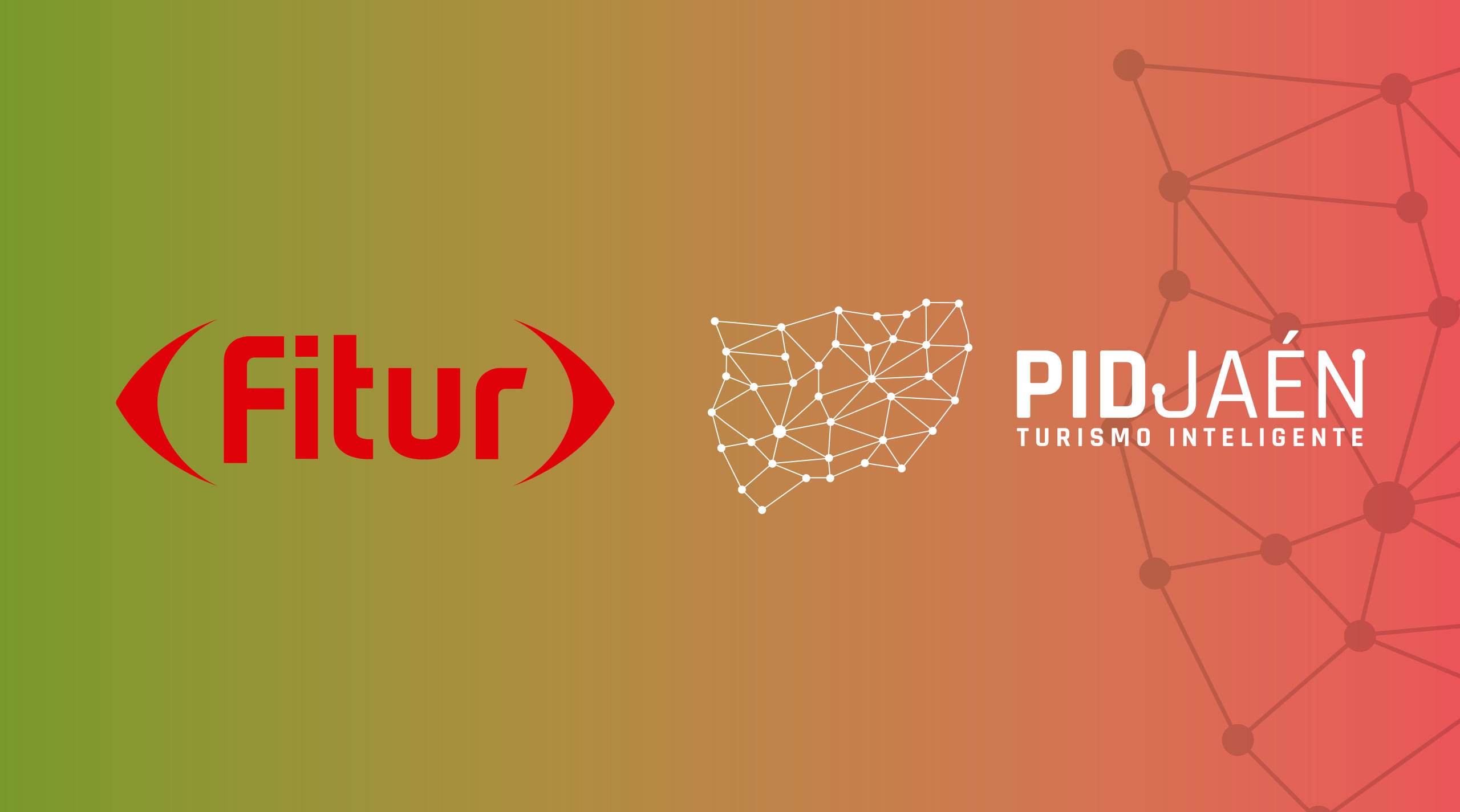 Stand de PID Jaén en la feria FITUR, mostrando el logotipo del proyecto de turismo inteligente